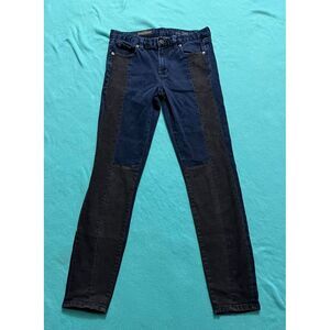 J Crew Jeans Women's 26 Blue Denim Pants Dark‎ Wash Toothpick Color Block